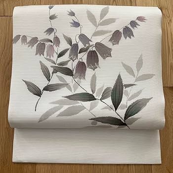ま*ゃ様 逸品　夏帯　蛍袋　麻　未着用極美品 Amazon.co.jp: 新 正絹 夏名古屋帯 夏帯 紗絽 蛍袋 ホタルブクロ
